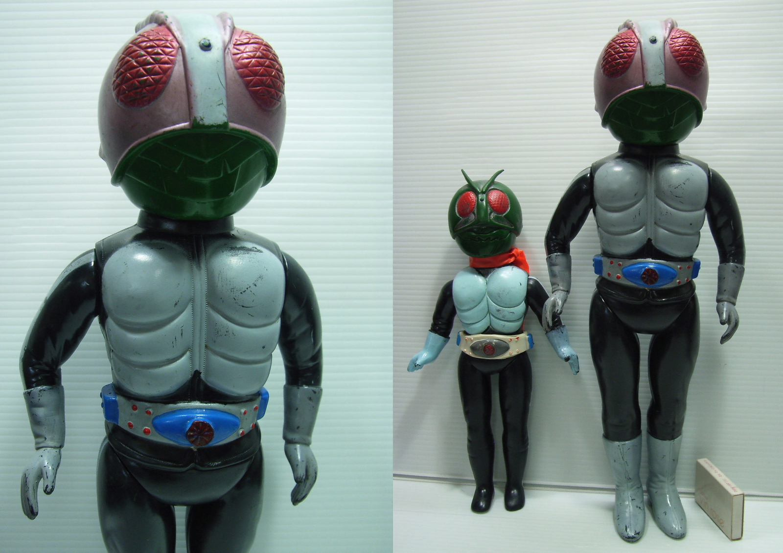 当時物 昭和レトロ 旧バンダイ ミニソフビ 仮面ライダーかまきり男