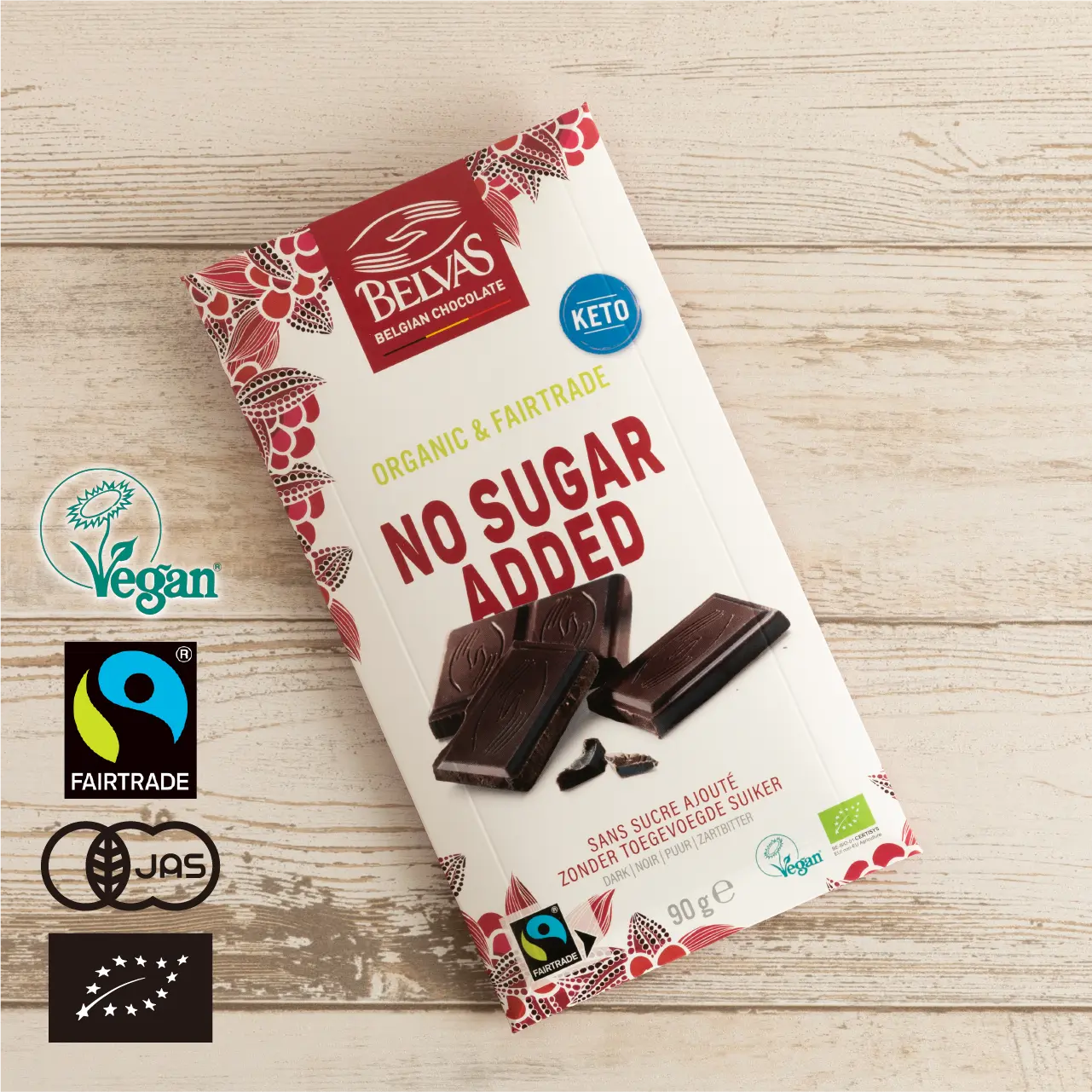 有機JAS認証 ノワール タブレットチョコレート 砂糖不使用 ベルヴァス