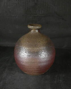 行吉学 備前焼 ゴマ窯変徳利 共箱共布栞 とっくり 酒器 食器 一輪挿し