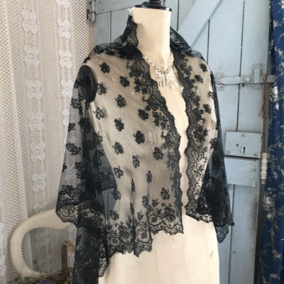 パリ発送】L2539 フランスアンティークレースショール/レースストール