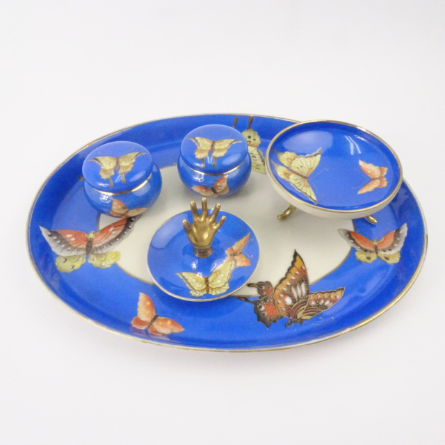 オールドノリタケ 蝶が舞う青地 ヴァニティセット ドレッサーセット