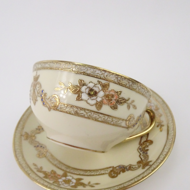 オールドノリタケ 金彩 花鳥図 カップ＆ソーサー 里帰り品