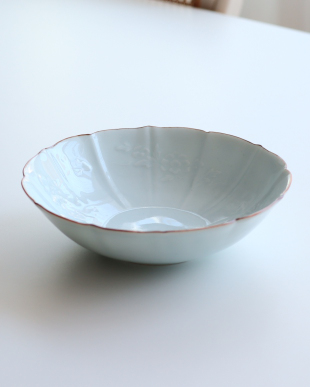 希少品】樋口一星 白磁 牡丹 中鉢 6客 希少品】樋口一星 白磁 牡丹