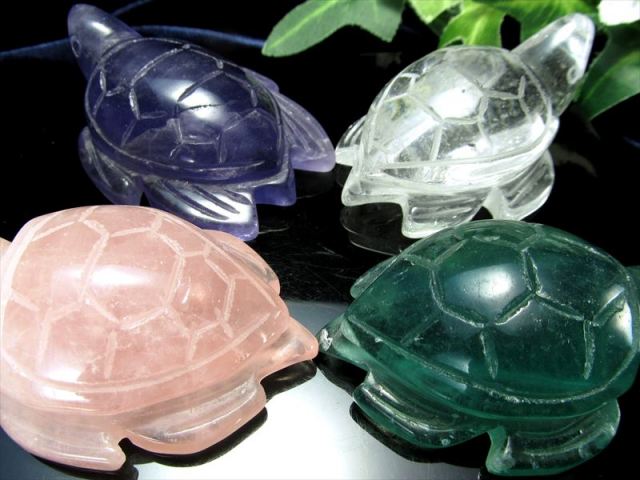 選べる4種類 天然石 亀彫刻置物 1個売り 重さ60g-80g前後 パープル