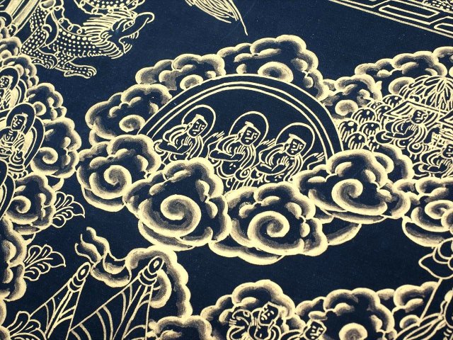 手描き曼荼羅 彫金トップ 】チベット骨董 19~20世紀前期 手描き曼荼羅