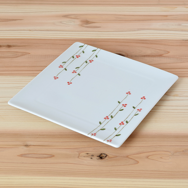 波佐見焼 一龍陶苑】あかねいろ 正角プレート