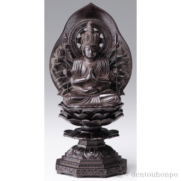 送料無料】 仏像 千手観音菩薩 選べる3色／古美金／古美青銅／古美茶