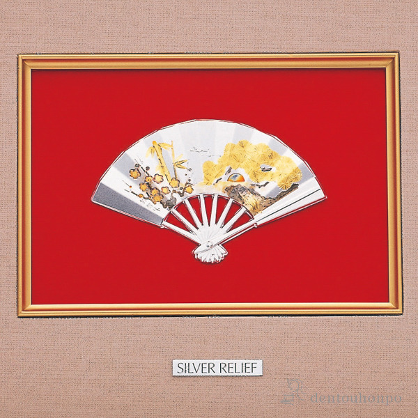 送料無料】 銀製 扇子額 松竹梅 3寸 / 額縁 飾り フレーム 人気