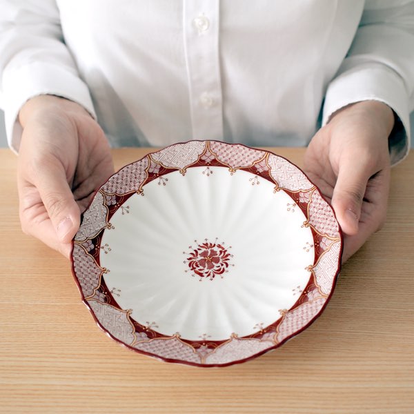 送料無料】 皿揃 赤絵小紋 5.3号 5枚セット / プレート 醤油皿 豆皿