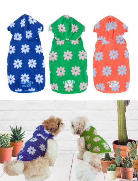 犬服 / ドッグウェア】フラワーパイルボタンパーカー / DOG DEPT