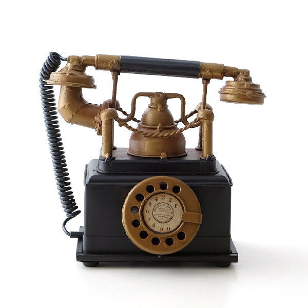 貯金箱 ダイヤル式電話 アンティーク レトロ 置物 オブジェ アイアン
