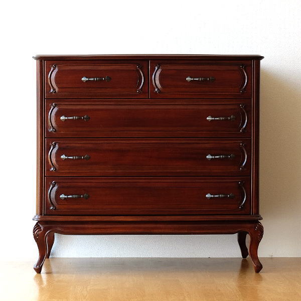 チェスト マホガニー 無垢材 アンティーク調 クラシック タンス 収納