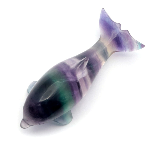 イルカ 置き物 レインボー フローライト マルチカラー 天然石