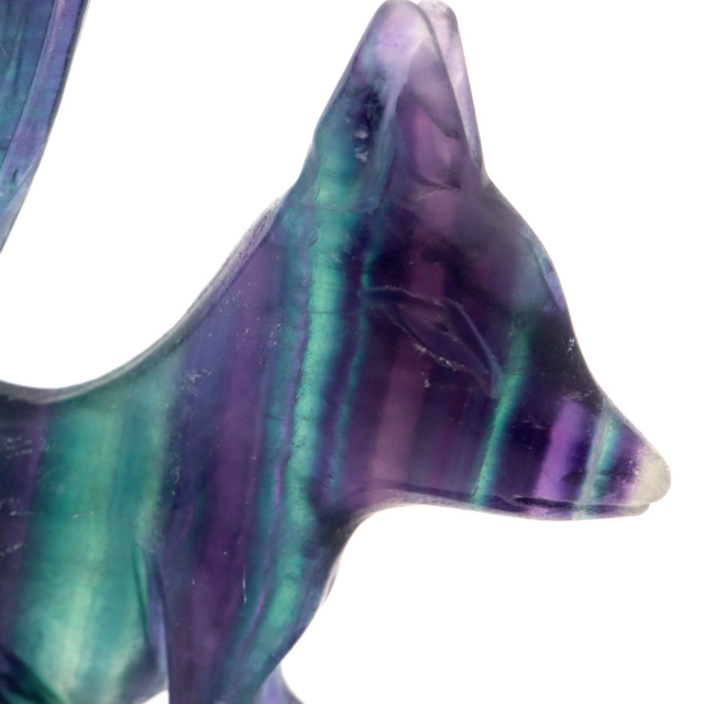 フローライト 置物 九尾の狐 天然石 蛍石 ほたるいし 彫刻 彫り物 九尾