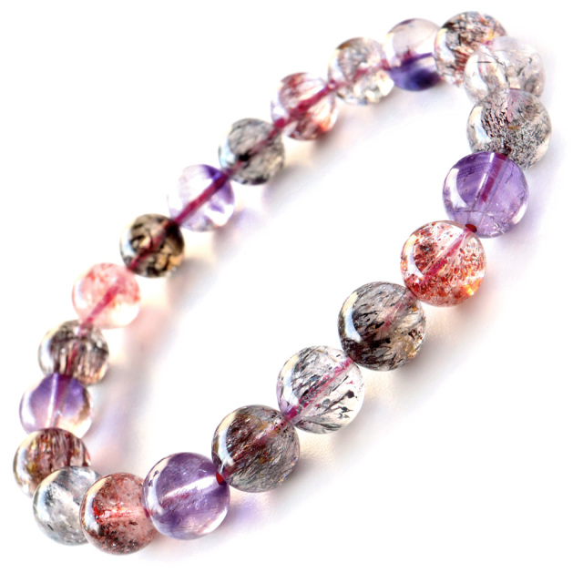 スーパーセブン ブレスレット 9mm AAA ブラジル産 マルチカラー 1点物