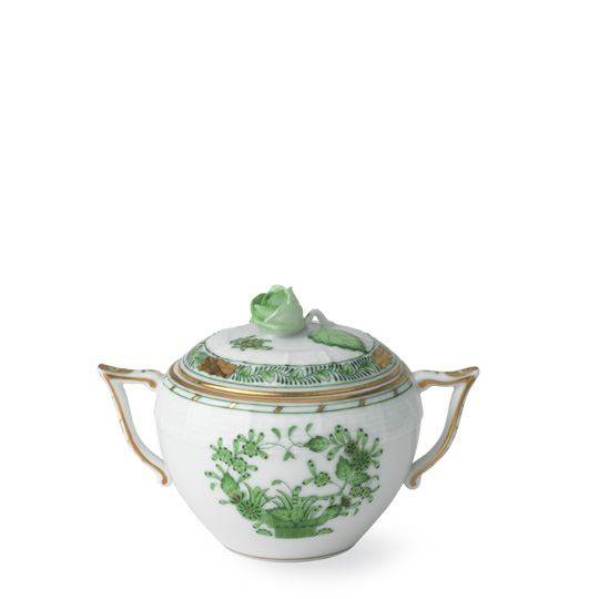 マイセン/1級品/インドの華/リッチグリーン/シュガーポット/蓋付