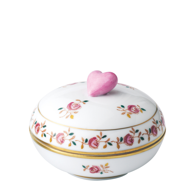 ヘレンドハート型透かしボンボン入れハンドペイント ヘレンドハート型