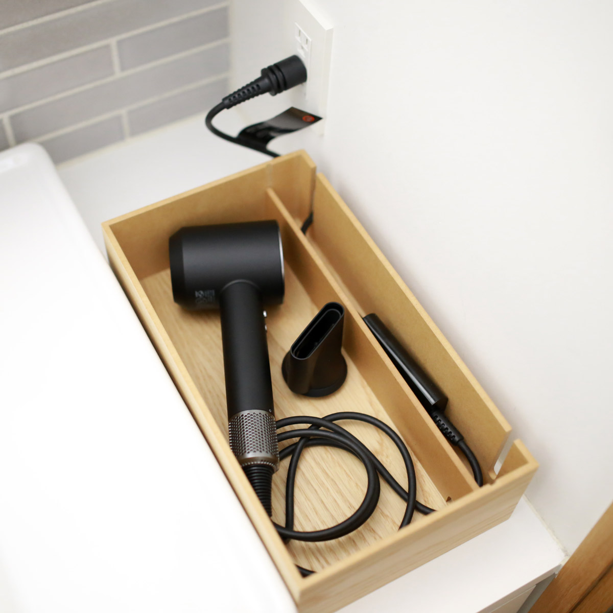 受注生産品】Dysonドライヤー用蓋付き収納ボックス 国産オリジナル