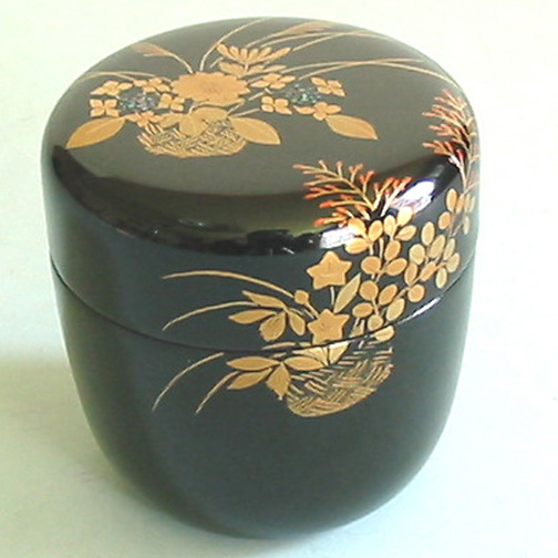 中棗 花篭蒔絵 木製 漆塗り お茶道具（製造中止） 漆器の井助