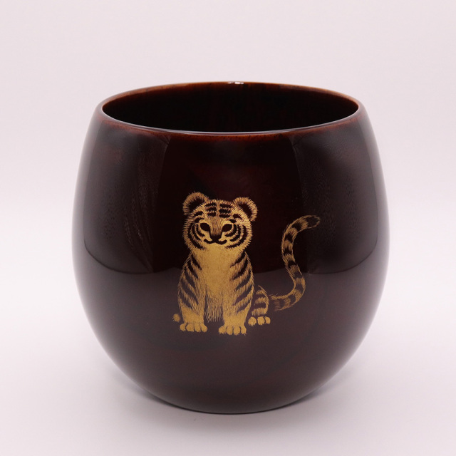 干支カップ 木地呂 沈金 木製 漆塗り 漆器の井助