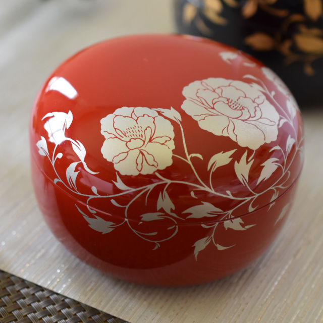 中棗 沈金寿松 溜 漆塗り お茶道具 12-16008 漆器の井助