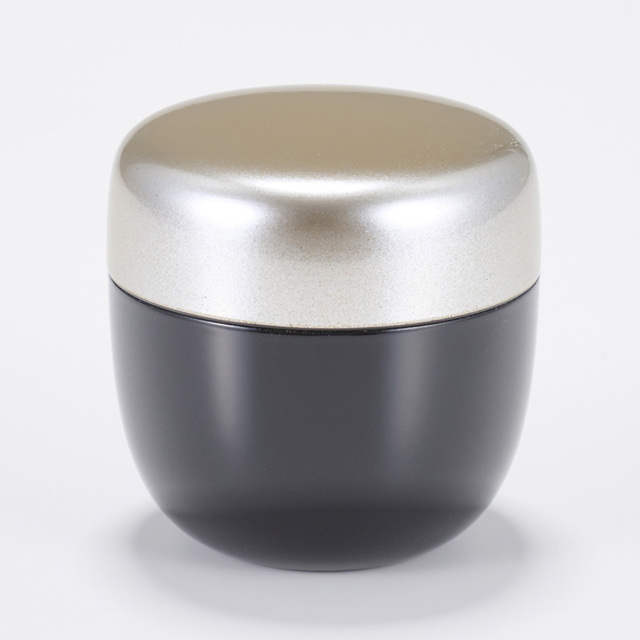 シルバー棗 黒塗分け 小 ／漆塗りなつめ お茶道具 漆器の井助