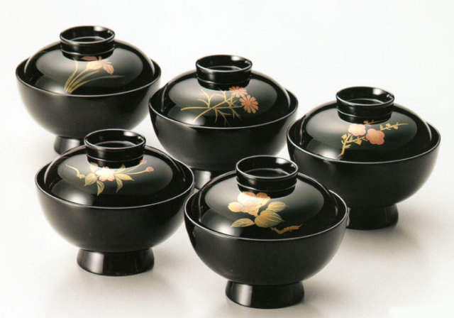 漆器 吸い物椀 5客 専用木箱付き 漆汁お椀揃5客セット木箱入り 小吸物