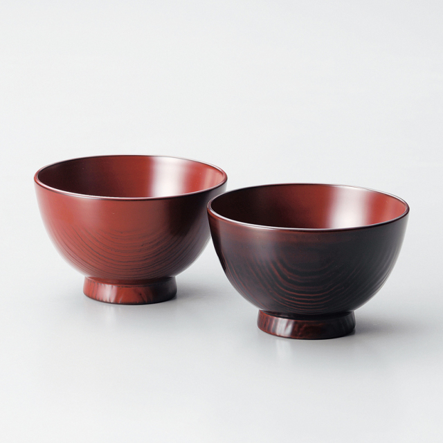 夫婦汁椀 栗 古代朱・溜 2客セット 木製 漆塗り（製造中止） 漆器の井助