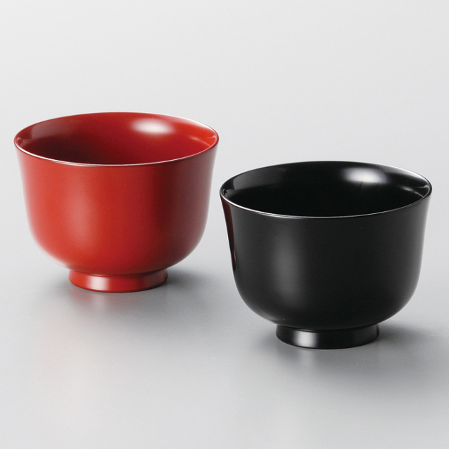 夫婦汁椀 松葉沈金 羽反 朱・黒 2客セット 漆塗り 12-03801 漆器の井助