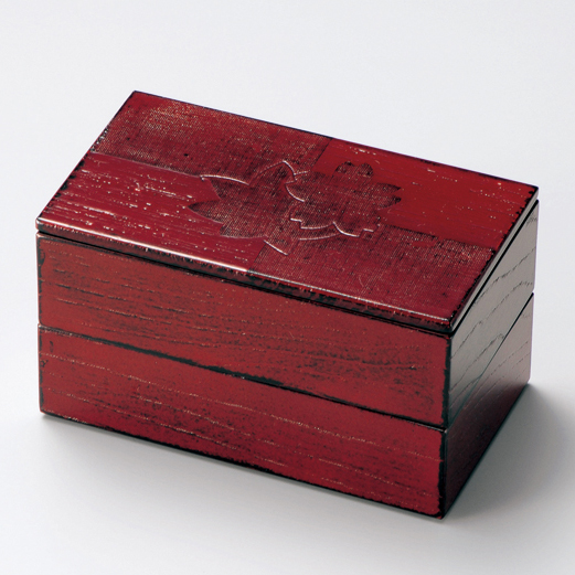 松花堂弁当箱 色紙 7.5 一ヶ重 朱 木製 木のランチボックス 12-11704