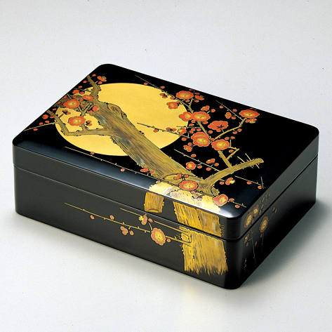 硯箱 菊総彫 黒 漆塗り・木製 11-14203 (製造中止) 漆器の井助