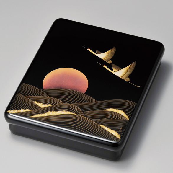 光琳文庫 沈金鏡富士 黒 漆塗り・木製 12-13006 漆器の井助