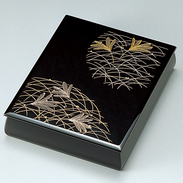 硯箱 菊総彫 黒 漆塗り・木製 11-14203 (製造中止) 漆器の井助