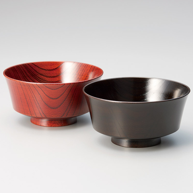 夫婦椀 Sakura ペア汁椀 黒・赤 2客セット 木製 漆塗り 12-03501 漆器