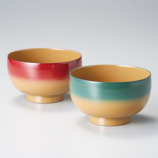 すり鉢のデザイン漆塗りふたつき椀10客です すり鉢のデザイン漆塗り