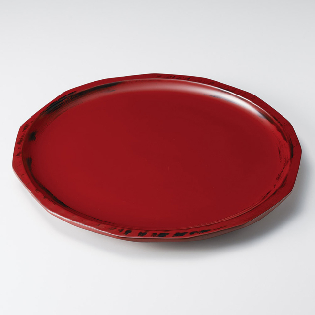 菊皿 6.0 朱/溜 漆塗り FC29-9/11 漆器の井助