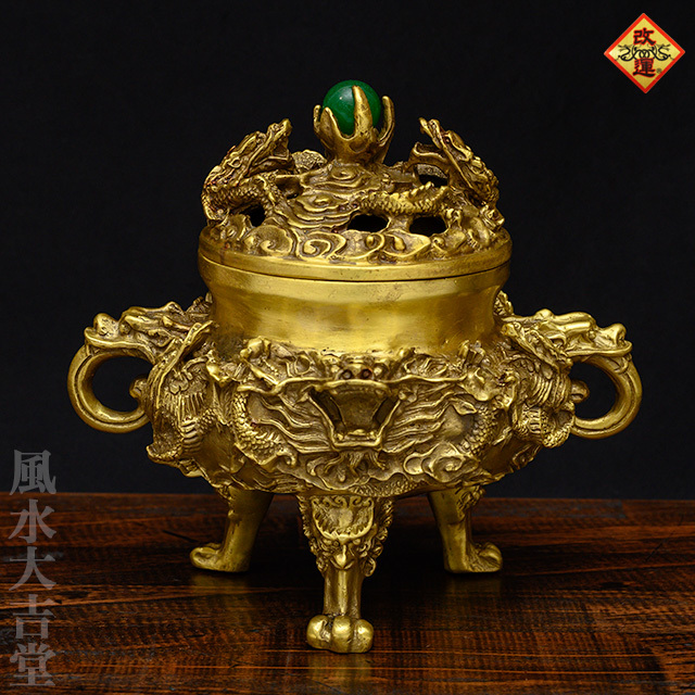 銅細工 盤竜香炉 博山炉 香道具 装飾品 工芸品 美術品 置物 銅細工 盤
