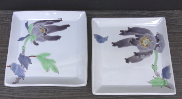 九谷焼 色絵 牡丹図 飾皿 武腰泰山氏共箱入 九谷焼 色絵 牡丹図 飾皿