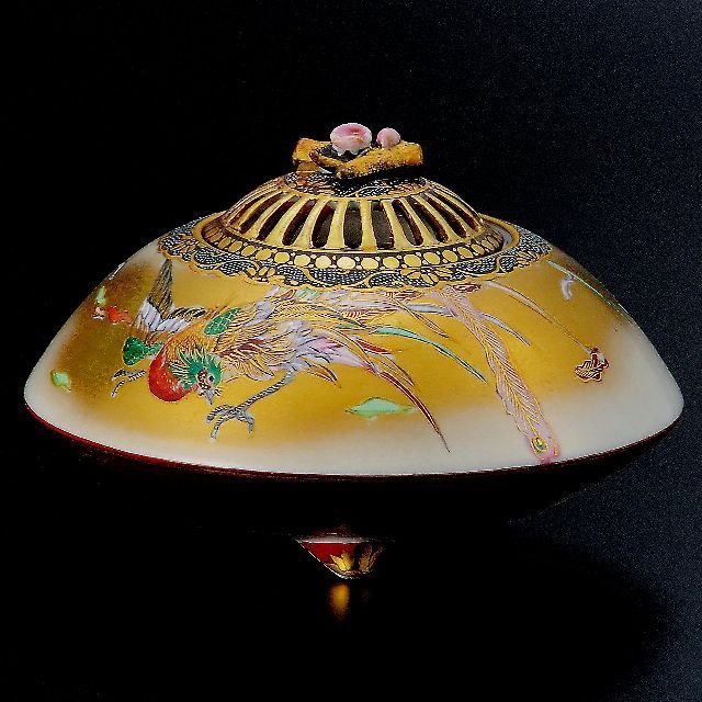 九谷焼作家 ギフト ご贈答品 御祝い九谷焼4.5号香炉 金襴鳳凰図 高明