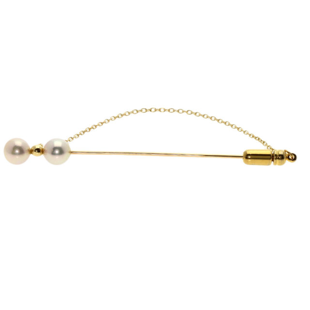 MIKIMOTO ミキモト パール 真珠 ピンブローチ ブローチ K18イエロー