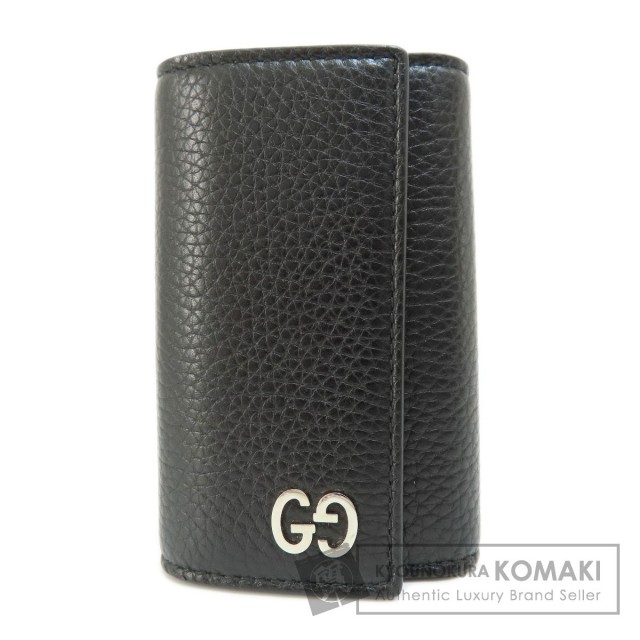 グッチ GUCCI キーケース 黒 レザー GGロゴ ストライプデザイン