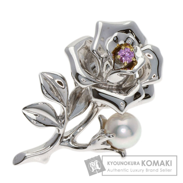 MIKIMOTO ミキモト フラワー パール 真珠 ピンクサファイア ブローチ