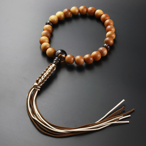 数珠・念珠 『送料無料！ 編み紐房 白檀 茶水晶仕立て （男性用