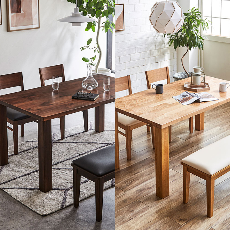 Anita無垢材ダイニングテーブル・ベンチ・チェア 4点セット 幅1500