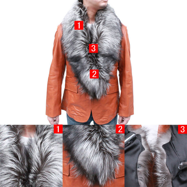 毛皮マフラー メンズ ファーマフラー シルバーフォックス 両バネ