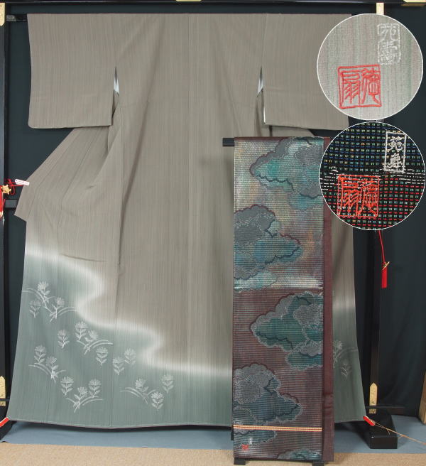 伝統工芸作家十二代藤林徳扇作 「新世紀双鶴」苑寿織 伝統工芸作家十二