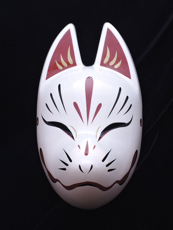 きつねのお面 雄 狐面 お面 神楽面 木彫り 能面 狐面（雄
