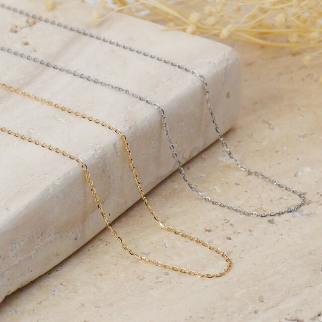 ゴールド チェーン ネックレス 18金 K18 シャインカットアズキ 幅 0.7