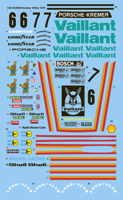 Vector 1 Decals (ベクター ワン デカール) 1/24 ポルシェ 934 RSR