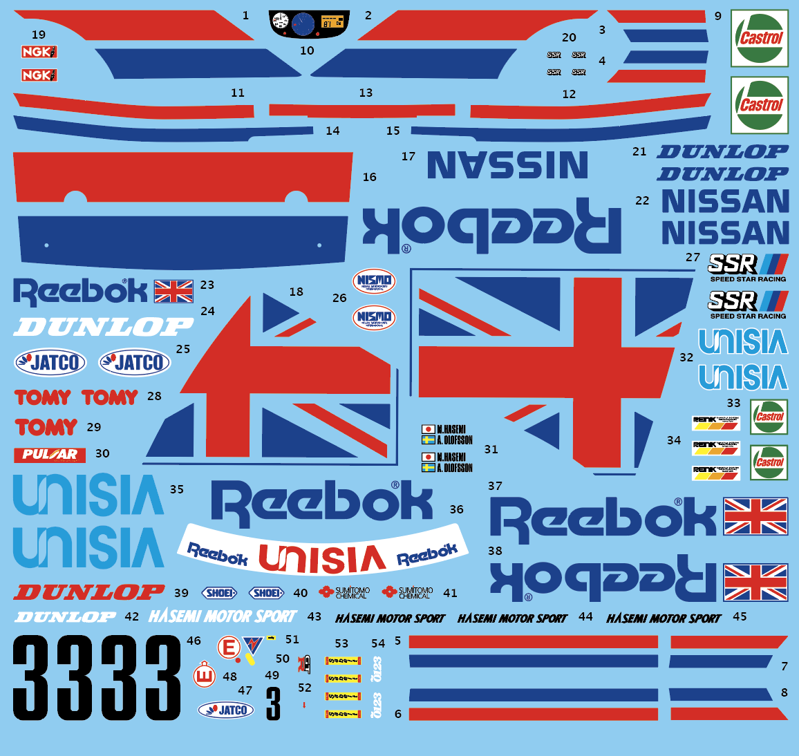 アカツキデカール 1/24 リーボック ニッサン GT-R R32 1991 Gr.A Rd.5